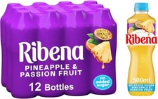 Ribena Pineapple and Passion Fruit Juice Drink No Added Sugar Pack of 12x500ml
