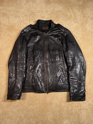Reiss black leather biker - reiss,