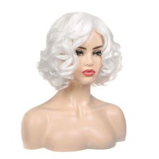 Women's Wig Short White Wavy