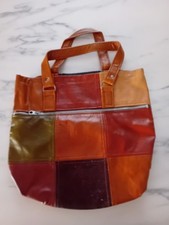  Vintage Bag Patchwork Faux Leather Multicoloured Squares 