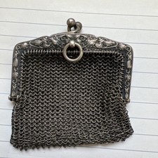 Antique Silver Hallmarked Chatelaine Mesh Coin Purse