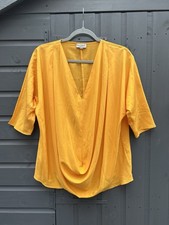 Gorgeous Mary Portas mustard yellow short sleeve blouse top Size UK 10 New