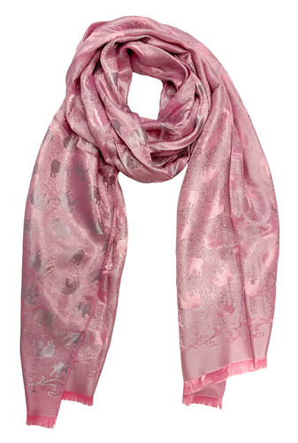 Pink elephant silk scarf shawl - scarf,