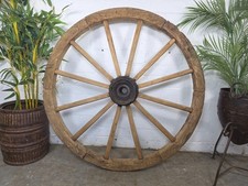 Large Vintage Antique Rustic French Wooden Wagon Cart Wheel Home Garden Decor