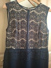 Phase Eight Lace Detail Sleeveless Dress, Navy.