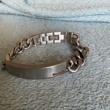 Men's Stainless Steel ID Bracelet with Bench Logo Chunky Brushed Finish