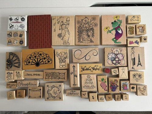 Bundle wooden rubber stamps - 50,
