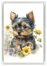 YORKSHIRE TERRIER PUPPY LOVELY DOG ART PRINT NOVELTY FRIDGE MAGNET GREAT GIFT