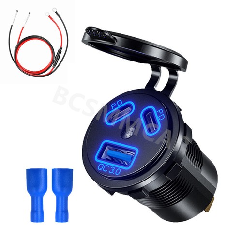 Ports car charger - 3, socket