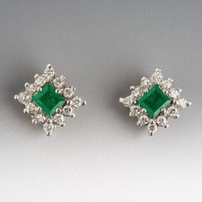 18ct Emerald and Diamond Earrings