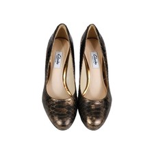 Clarks Shoes Heels Women's Size 7 M Kendra Sienna Bronze Embossed Leather Croc