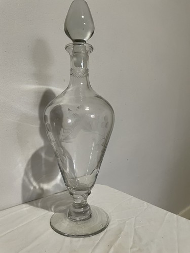 Etched glass decanter with - , a