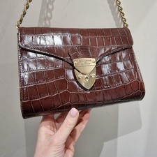 Aspinal Of London Burgundy Croc Midi Mayfair Handbag