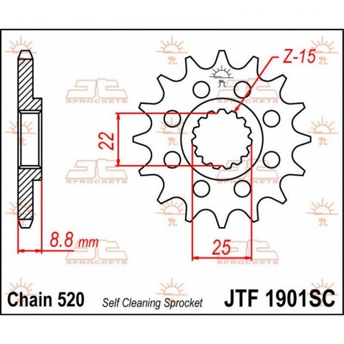 Jtf1901 14sc steel sprocket - sprocket, jt