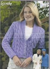 Wendy Aran Knitting Pattern Booklet Womens cabled Cardigan Jacket shawl collar