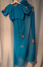 Indian Sari Set Blue Pink