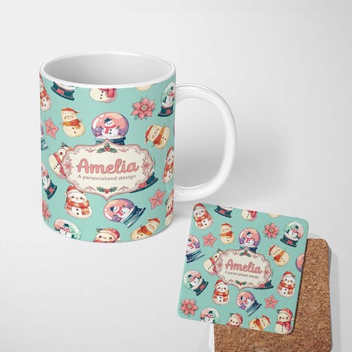 11oz tea coffee - coffee, snowman