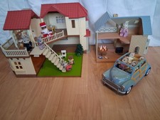 Sylvanian Families Beechwood Hall Manor, Bluebell Cottage And Blue Car