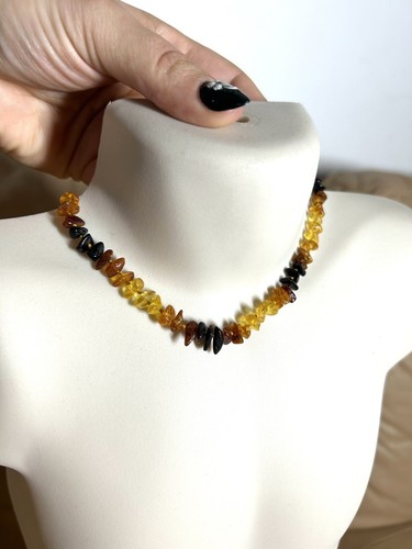Baltic amber stone necklace - amber,