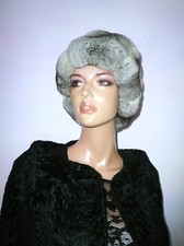 Vintage Christian Dior Real Farmed Chinchilla Fur Hat for Coat Jacket Silver M
