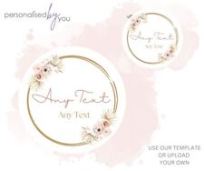 PERSONALISED CUSTOM ROUND PRINTED STICKERS LOGO LABELS BUSINESS WEDDING BLUSH