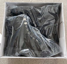 Black faux suede biker boots