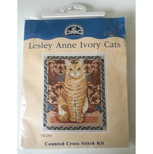 Lesley Anne Ivory Cats Ginger Counted Cross Stitch 9" x 11" Vintage 1998