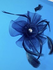 Navy blue floral fascinator