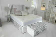 VELVET MEMORY FOAM DIVAN BED SET WITH MATTRESS HEADBOARD 3FT 4FT6 Double5FT King
