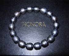 HONORA HUGE 9MM GLOSSY BLACK OIL ON WATER CULTURED FRESHWATER PEARL BRACELET QVC