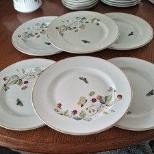 6 X Royal Worcester Strawberry Fair Luncheon Plates 8ins