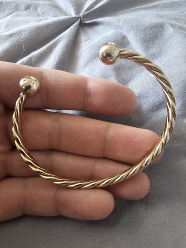 Solid 9ct gold torque bangle - solid,