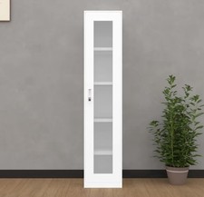 Tall slim white glass display - white,