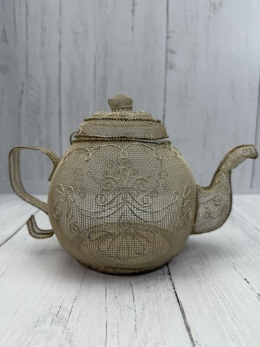 Vintage wire mesh teapot - wire,