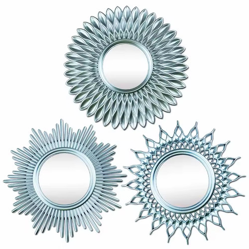 Triple sun mirror gold round - sun,