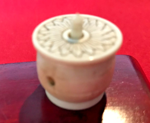 Antique bone thread barrel box - barrel,