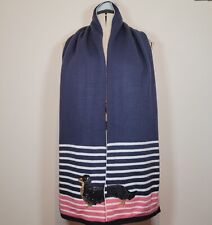 Oasis Dachshund Sausage Dog Scarf Blue Pink White Stripe Knit