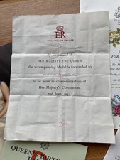 ORIGINAL ELIZABETH II CORONATION MEDAL 1952, CERTIFICATE AND ROYAL MEMORABILIA