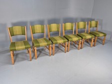 6 Kjaenulf Oak Danish Dinning Chairs Green Stripe Upholstery 1970s EB9536 MDIN