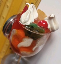 Vintage Old Fridge Magnet Plastic fruits jelly ice cream dessert glass 