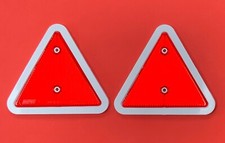 2 x Red Triangle Reflectors White Edge for Driveways,Fences,Posts,Garden Walls