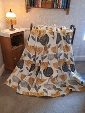 Ring Top Curtains. Grey/Yellow Modern Dandelion Clock Design.46"w X 53"L. Superb