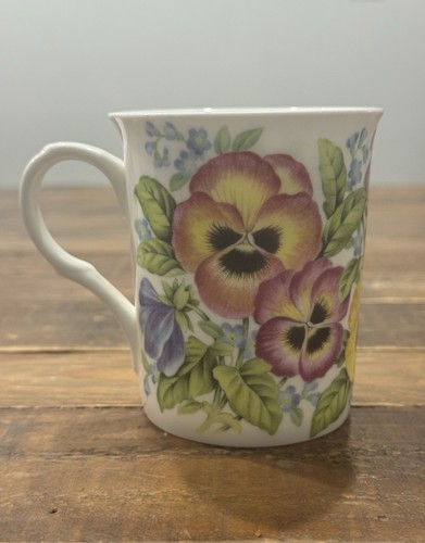 Vintage pansy porcelain mug - pansy,