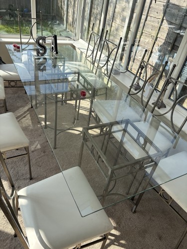 Glass top dining table with - glass,