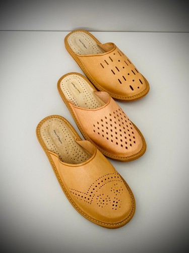 Men handmade leather slippers - leather,