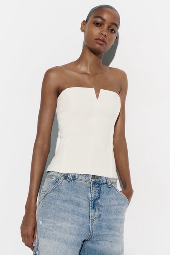 Brand new zara white strapless - white,