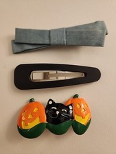 Set Of Three Hair Clips Halloween Denim Black Clip Hair Accessories 