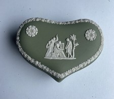 Wedgwood Jasper Sage Green Heart Shaped Trinket