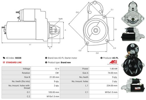 Fits autostarter s0228 starter - autostarter,