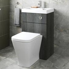 2 in 1 Back to Wall BTW Toilet Basin Combi Unit 500mm Bathroom Charcoal Grey